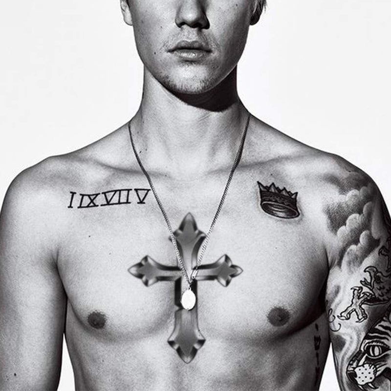 CARGEN Celebrity Life-Size Temporary Tattoos - Realistic Singer J.B Life-Size Temporary Tattoo Chest Back Arm Face Sleeves Fake Tattoo Stickers for Fans for Men Women for Boys Girls for Concert Party - Image 3